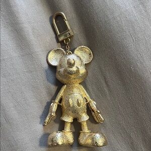 BaubleBar Gold Mickey Mouse Glitter Keychain Charm